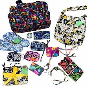 Huge lot of 15 Vera Bradley Mixed Pattern Bags Accessories Tote Lanyard NWT EUC